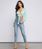With fun and flirty details, Back To Basics Tie Front Gauze Top shows off your unique style for a trendy outfit for the summer season!