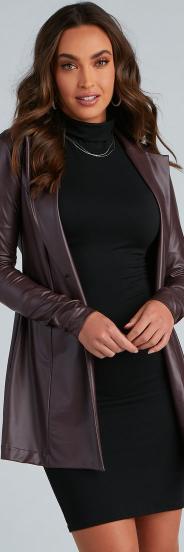 Classic Faux Leather Blazer helps create the best summer outfit for a look that slays at any event or occasion!