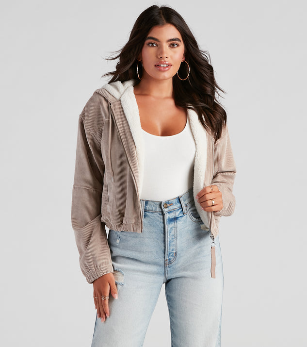 Corduroy Cutie Cropped Sherpa Jacket helps create the best summer outfit for a look that slays at any event or occasion!