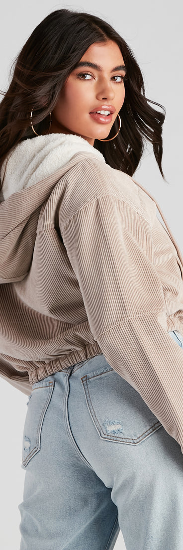 Corduroy Cutie Cropped Sherpa Jacket helps create the best summer outfit for a look that slays at any event or occasion!