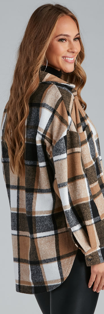 Casual And Chill Plaid Shacket is a trendy pick to create 2023 festival outfits, festival dresses, outfits for concerts or raves, and complete your best party outfits!