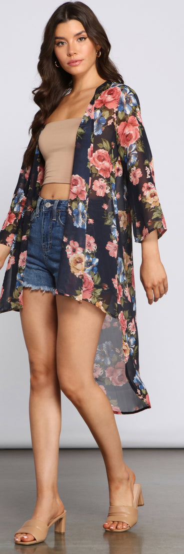 Effortless Style Floral Chiffon Kimono helps create the best summer outfit for a look that slays at any event or occasion!