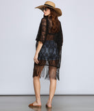 Bohemian Fringe Lace Kimono for 2023 festival outfits, festival dress, outfits for raves, concert outfits, and/or club outfits