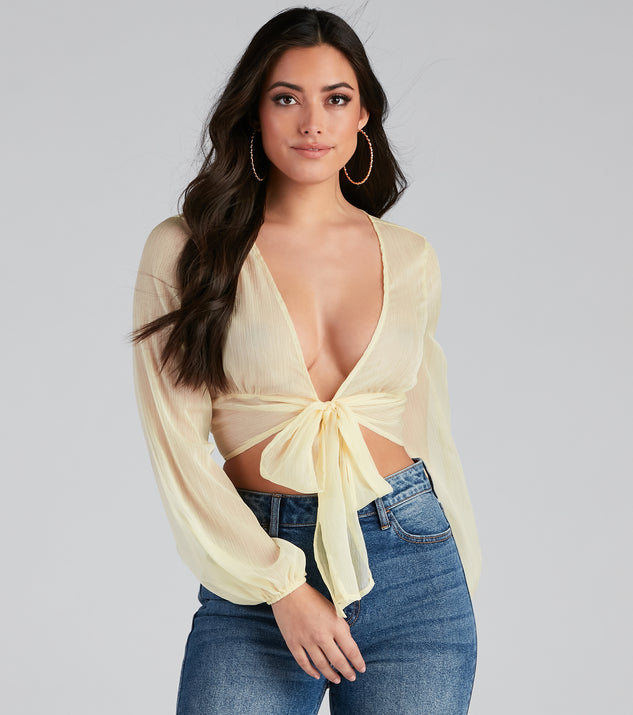 Sheer And Chic Tie Front Top helps create the best summer outfit for a look that slays at any event or occasion!