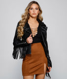 Major Baddie Fringe Faux Leather Moto is a trendy pick to create 2023 festival outfits, festival dresses, outfits for concerts or raves, and complete your best party outfits!