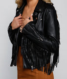 Major Baddie Fringe Faux Leather Moto is a trendy pick to create 2023 festival outfits, festival dresses, outfits for concerts or raves, and complete your best party outfits!