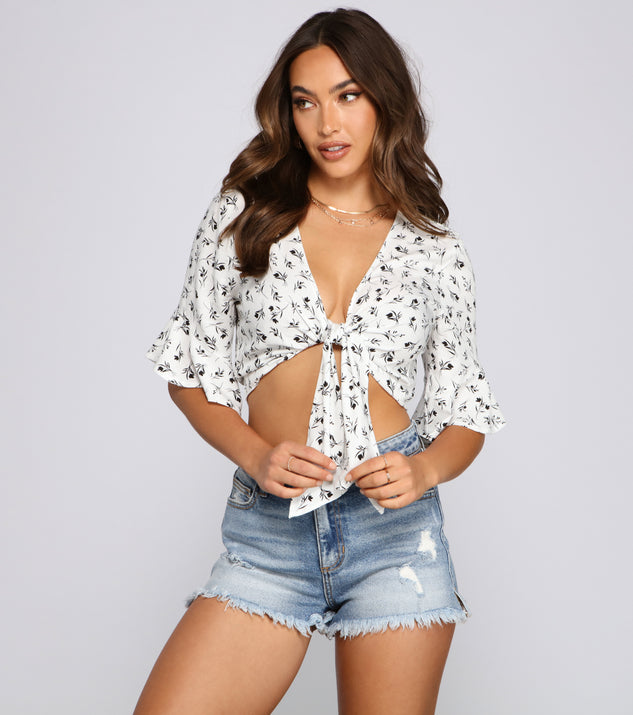 With fun and flirty details, Major Cutie Floral Tie Front Top shows off your unique style for a trendy outfit for the summer season!