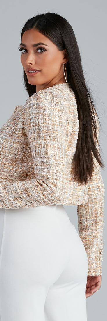 Stylishly Sophisticated Tweed Blazer helps create the best summer outfit for a look that slays at any event or occasion!