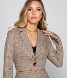 Preppy Chic Plaid Cropped Blazer helps create the best summer outfit for a look that slays at any event or occasion!