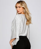 With fun and flirty details, Coast On Striped Tie Front Top shows off your unique style for a trendy outfit for the summer season!