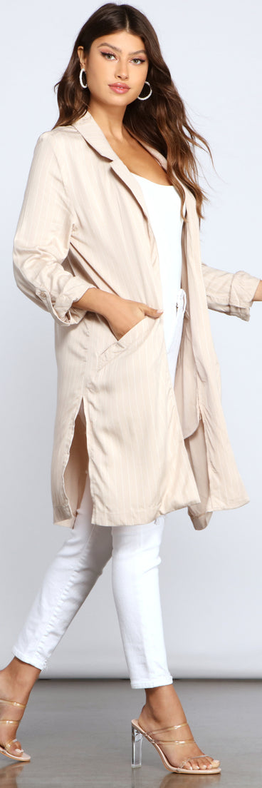 Striped Sophistication Long Blazer helps create the best summer outfit for a look that slays at any event or occasion!