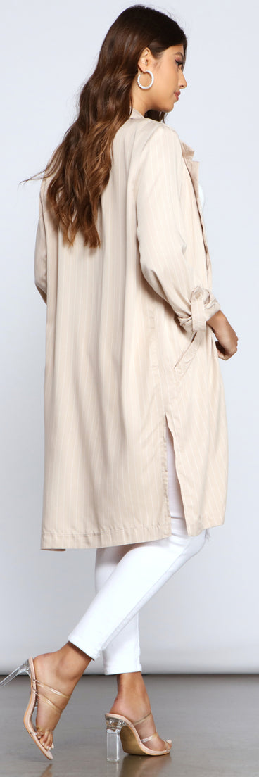 Striped Sophistication Long Blazer helps create the best summer outfit for a look that slays at any event or occasion!