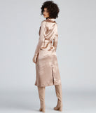 Sleek Sophistication Belted Satin Trench helps create the best summer outfit for a look that slays at any event or occasion!