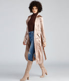Sleek Sophistication Belted Satin Trench helps create the best summer outfit for a look that slays at any event or occasion!