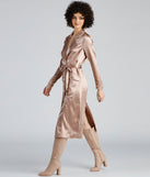 Sleek Sophistication Belted Satin Trench for 2023 festival outfits, festival dress, outfits for raves, concert outfits, and/or club outfits