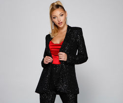 Showtime Chic Sequin Long Blazer helps create the best summer outfit for a look that slays at any event or occasion!