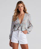 With fun and flirty details, May Flowers Crepe Tie-Front Top shows off your unique style for a trendy outfit for the summer season!