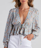 With fun and flirty details, May Flowers Crepe Tie-Front Top shows off your unique style for a trendy outfit for the summer season!