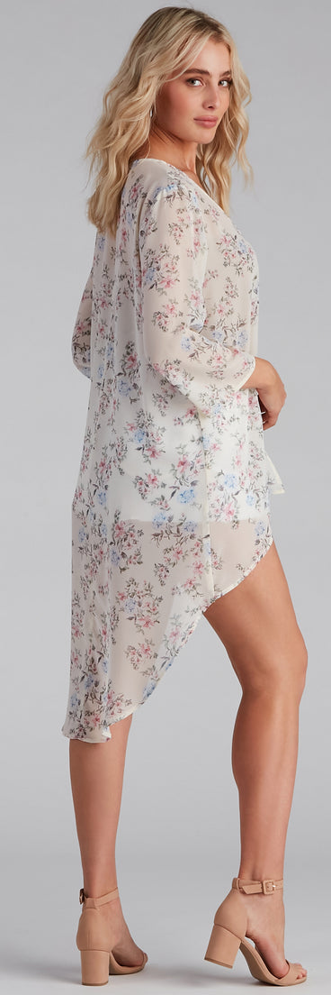 Blossom With Beauty Floral Chiffon Kimono is a trendy pick to create 2023 festival outfits, festival dresses, outfits for concerts or raves, and complete your best party outfits!