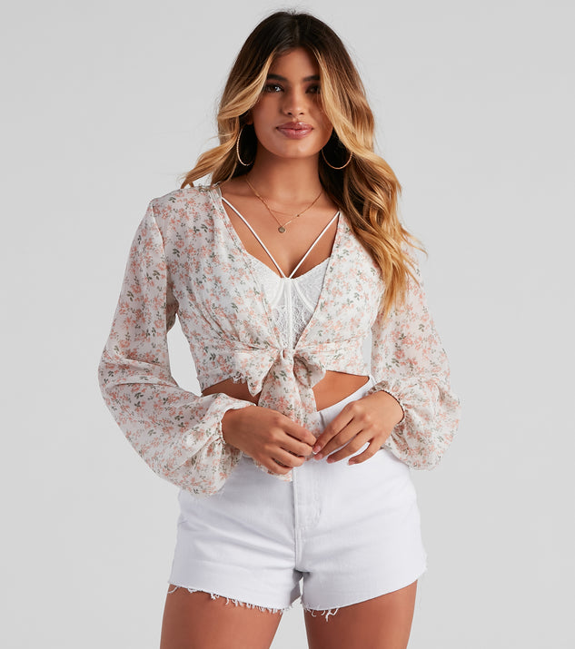 With fun and flirty details, Floral Love Tie-Front Top shows off your unique style for a trendy outfit for the summer season!