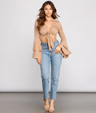 Boho-Chic Ruffled Sleeve Tie-Front Top