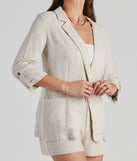 Modern Chill Linen 3/4 Sleeve Blazer helps create the best summer outfit for a look that slays at any event or occasion!