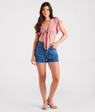 Feeling Fluttered Tie-Front Crop Top