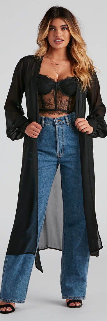 Chic Perfection Chiffon Trench helps create the best summer outfit for a look that slays at any event or occasion!