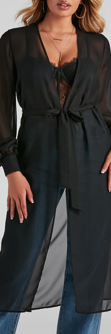 Chic Perfection Chiffon Trench helps create the best summer outfit for a look that slays at any event or occasion!