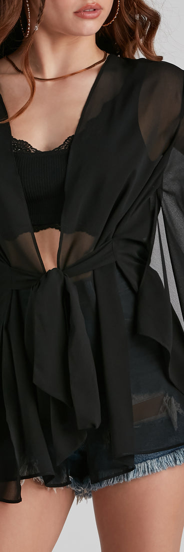 Sheer Secrets Chiffon Short Kimono is a trendy pick to create 2023 festival outfits, festival dresses, outfits for concerts or raves, and complete your best party outfits!