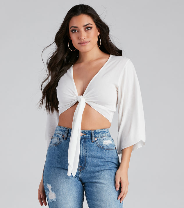 With fun and flirty details, Beachside Beauty Tie-Front Top shows off your unique style for a trendy outfit for the summer season!