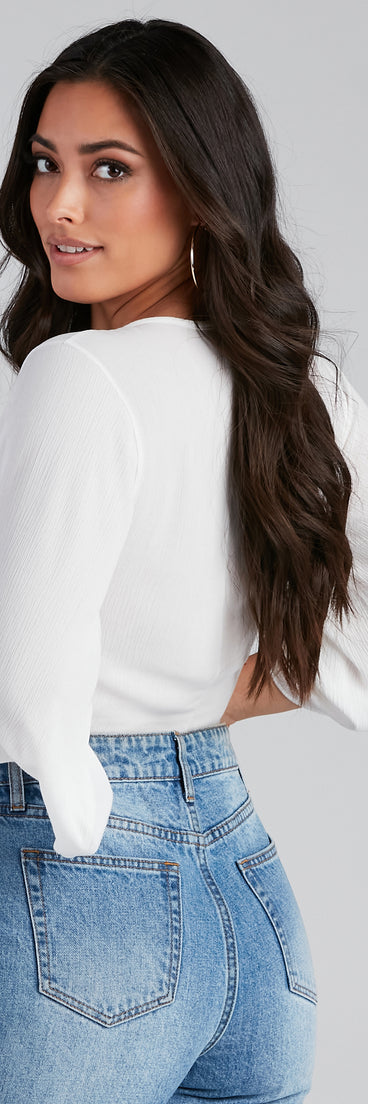 With fun and flirty details, Beachside Beauty Tie-Front Top shows off your unique style for a trendy outfit for the summer season!