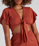 With fun and flirty details, Weekend Mood Tie-Front Top shows off your unique style for a trendy outfit for the summer season!