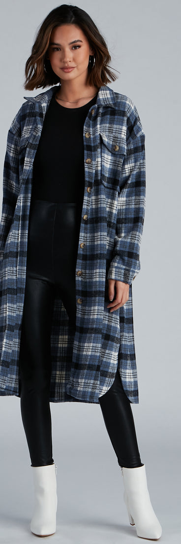 Casual-Cozy Long Line Plaid Shacket helps create the best summer outfit for a look that slays at any event or occasion!