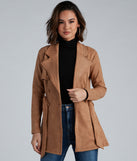Classic And Elevated Faux Suede Trench helps create the best summer outfit for a look that slays at any event or occasion!