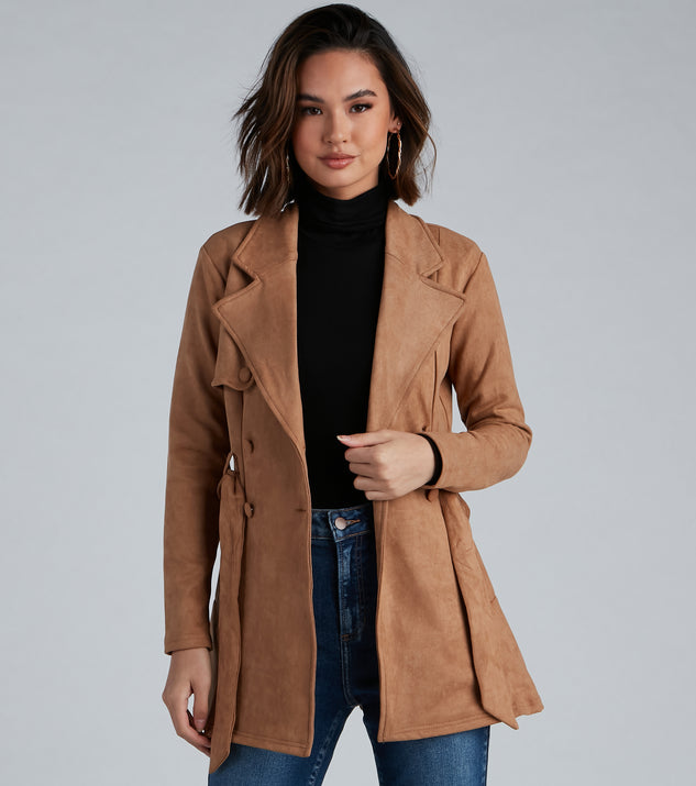 Classic And Elevated Faux Suede Trench helps create the best summer outfit for a look that slays at any event or occasion!