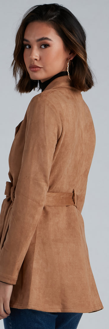 Classic And Elevated Faux Suede Trench helps create the best summer outfit for a look that slays at any event or occasion!