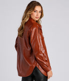 Casual-Chic Mood Faux Leather Shacket for 2023 festival outfits, festival dress, outfits for raves, concert outfits, and/or club outfits