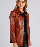 Casual-Chic Mood Faux Leather Shacket for 2023 festival outfits, festival dress, outfits for raves, concert outfits, and/or club outfits