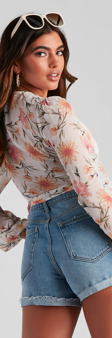 With fun and flirty details, Tie And Wait Floral Chiffon Top shows off your unique style for a trendy outfit for the summer season!