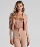 You’ll look stunning in the In Office Ponte Crop Blazer when paired with its matching separate to create a glam clothing set perfect for parties, date nights, concert outfits, back-to-school attire, or for any summer event!