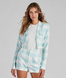 You’ll look stunning in the That Preppy Vibe Houndstooth Blazer when paired with its matching separate to create a glam clothing set perfect for a New Year’s Eve Party Outfit or Holiday Outfit for any event!