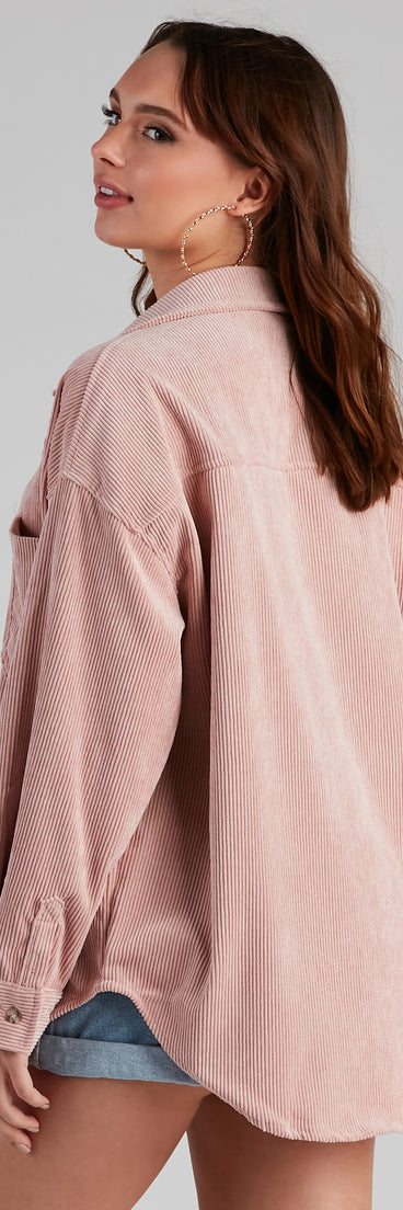 Trendy Oversized Corduroy Shacket helps create the best summer outfit for a look that slays at any event or occasion!