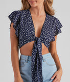 With fun and flirty details, So Darling Ditsy Floral Crop Top shows off your unique style for a trendy outfit for the summer season!