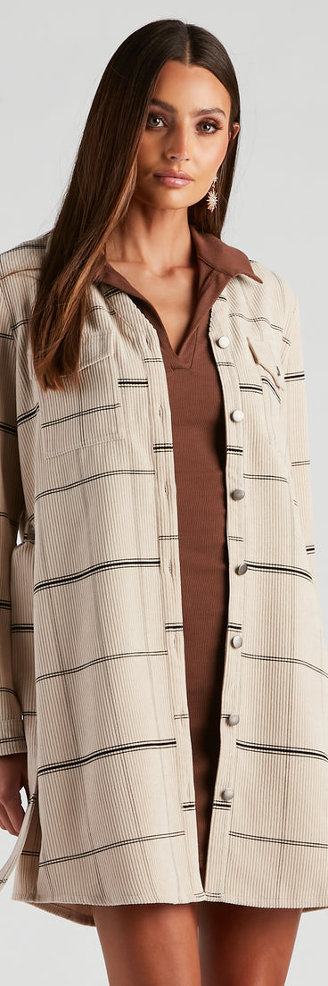 Big Apple Corduroy Plaid Trench Coat helps create the best summer outfit for a look that slays at any event or occasion!