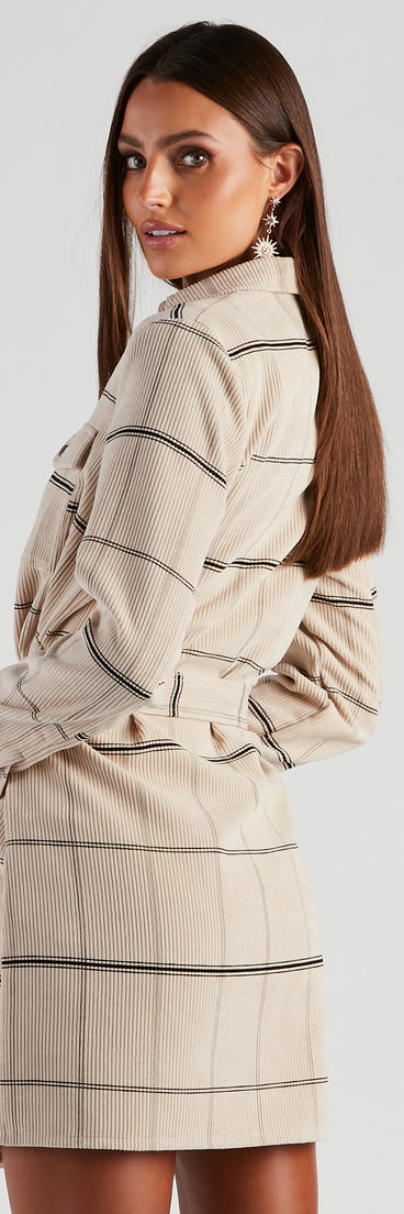 Big Apple Corduroy Plaid Trench Coat helps create the best summer outfit for a look that slays at any event or occasion!