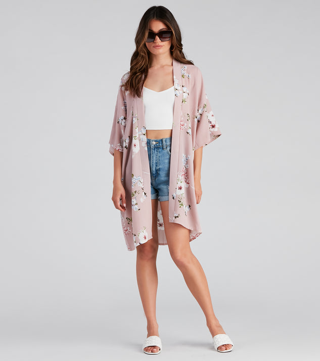 Blissful Blooms Crepe Floral Kimono helps create the best summer outfit for a look that slays at any event or occasion!