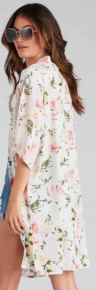 Charming Beauty Floral Kimono for 2023 festival outfits, festival dress, outfits for raves, concert outfits, and/or club outfits