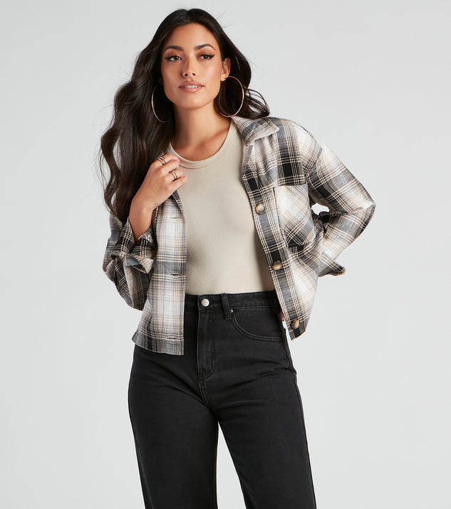 Chill Temps Plaid Crop Shacket helps create the best summer outfit for a look that slays at any event or occasion!