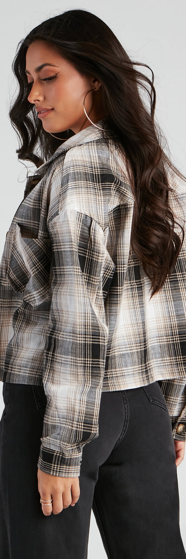 Chill Temps Plaid Crop Shacket helps create the best summer outfit for a look that slays at any event or occasion!